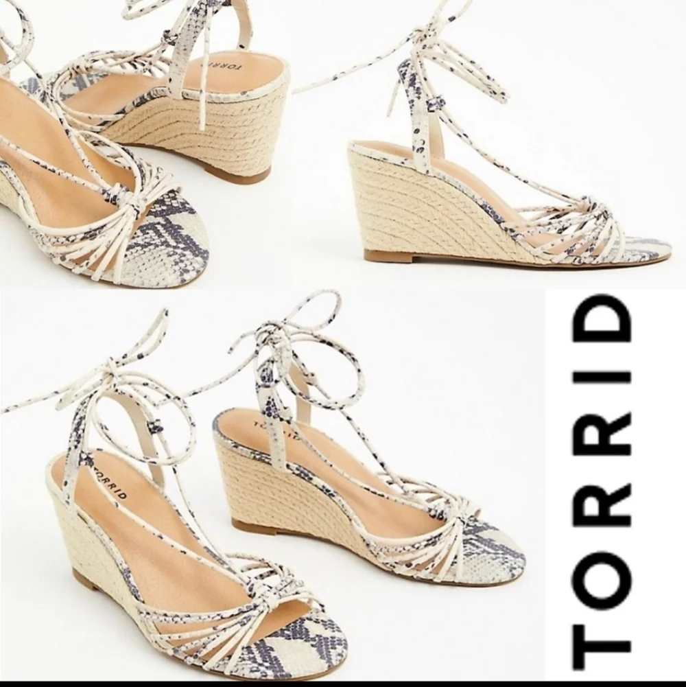 TORRID - Snake Print Faux Leather Ankle Wrap Espadrille Wedges
